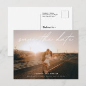 Eenvoudig Elegant de Witte Tekst van de Foto spare Aankondigingskaart (Voorkant / Achterkant)