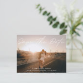 Eenvoudig Elegant de Witte Tekst van de Foto spare Aankondigingskaart (Staand voorkant)