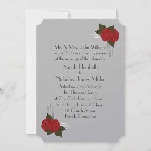 Eenvoudig Elegant Deco Roos Wedding Kaart (Voorkant)