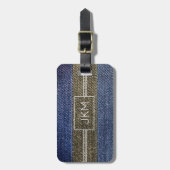 Eenvoudig Elegant Denim Traveller monogram Naam Bagagelabel (Voorkant verticaal)