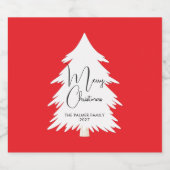 Eenvoudig Elegant Dennenschrift Kerstmis Sparkling Wijnetiket (Enkel label)
