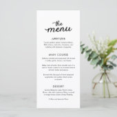 Eenvoudig Elegant Diner Bruiloft Menu (Staand voorkant)