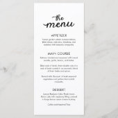 Eenvoudig Elegant Diner Bruiloft Menu (Voorkant)