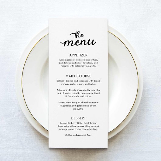 Eenvoudig Elegant Diner Bruiloft Menu