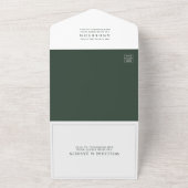 Eenvoudig Elegant Donker Groen in het Witte Foto W All In One Uitnodiging (Buitenkant)