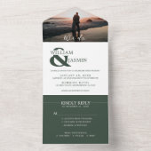 Eenvoudig Elegant Donker Groen in het Witte Foto W All In One Uitnodiging (Binnen)