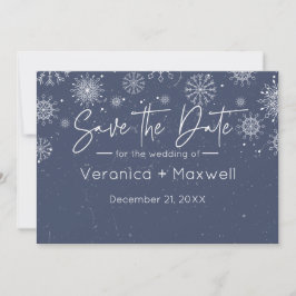 Eenvoudig & Elegant Donkerblauw Winter Thema Sneeu Save The Date