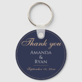 Eenvoudig elegant donkerblauwe bruiloft Dank u Sleutelhanger (Voorkant)