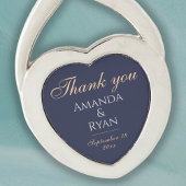 Eenvoudig elegant donkerblauwe bruiloft Dank u Sleutelhanger