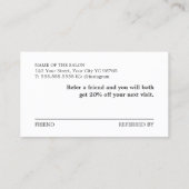 Eenvoudig Elegant Donkergrijs Wit Goud Hart Aanbevelingskaartje (Achterkant)