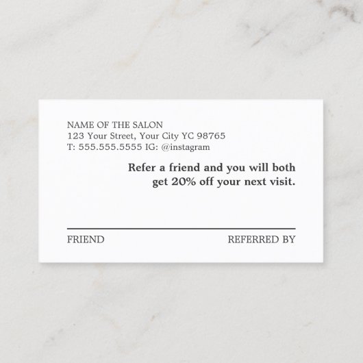 Eenvoudig Elegant Donkergrijs Wit Goud Hart Aanbevelingskaartje (Achterkant)