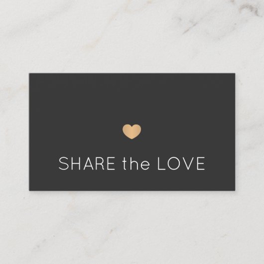 Eenvoudig Elegant Donkergrijs Wit Goud Hart Aanbevelingskaartje (Voorkant)