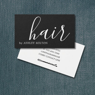 Eenvoudig Elegant Donkergrijs Wit Haar Stylist Visitekaartje