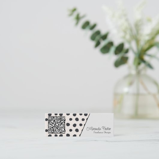 Eenvoudig Elegant Dotted QR Code Mini Visitekaartj Mini Visitekaartje (Staand voorkant)