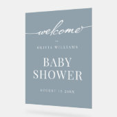 Eenvoudig Elegant Dusty Blue Baby shower Welkom Acryl Bord (Hoek)
