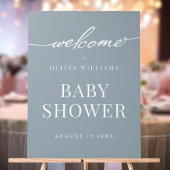 Eenvoudig Elegant Dusty Blue Baby shower Welkom Acryl Bord