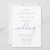 Eenvoudig Elegant Dusty Blue Modern Script Weddens Kaart (Voorkant)