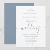 Eenvoudig Elegant Dusty Blue Modern Script Weddens Kaart (Voorkant / Achterkant)