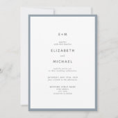 Eenvoudig Elegant Dusty Blue Monogram Weddenschap Kaart (Voorkant)