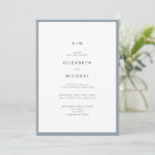 Eenvoudig Elegant Dusty Blue Monogram Weddenschap Kaart (Staand voorkant)