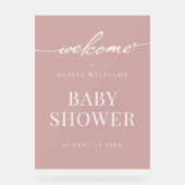 Eenvoudig Elegant Dusty Roos Baby shower Welkom Acryl Bord (Voorkant)
