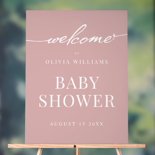 Eenvoudig Elegant Dusty Roos Baby shower Welkom Acryl Bord (Neutraal)