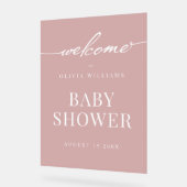 Eenvoudig Elegant Dusty Roos Baby shower Welkom Acryl Bord (Hoek)