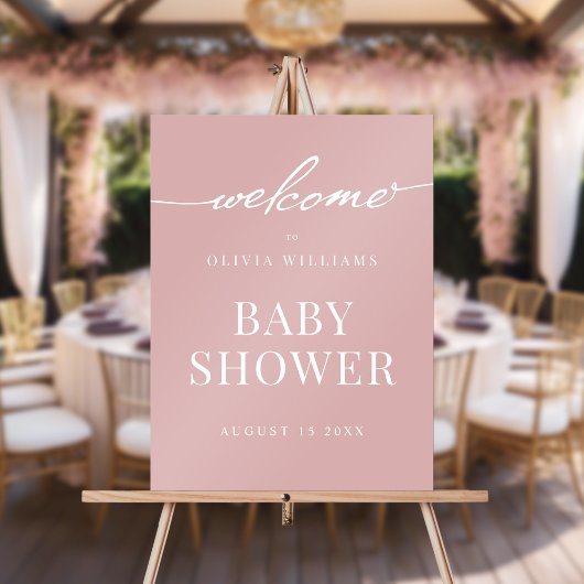 Eenvoudig Elegant Dusty Roos Baby shower Welkom Acryl Bord