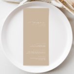 Eenvoudig Elegant Dusty Taupe Wedding Menu<br><div class="desc">Het ontwerp is voorzien van een handgeschreven lettertype en een modern, minimalistisch ontwerp. Ontworpen om te coördineren met het "Natural Glam" Wedding Collectie. Klik op "Personaliseren" als je details wilt wijzigen. Om de tekst te verplaatsen of de grootte, de doopvont, of de kleur te veranderen, klik "klik om verder"het aan...</div>