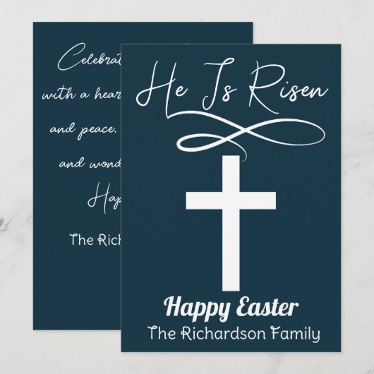 eenvoudig elegant Easter calligrafie Christelijk k Feestdagenkaart (Voorkant / Achterkant)