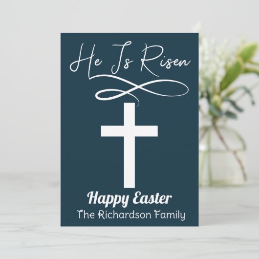 eenvoudig elegant Easter calligrafie Christelijk k Feestdagenkaart (Staand voorkant)