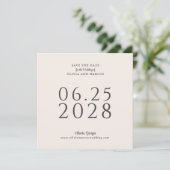 Eenvoudig Elegant Ecru Square Bewaar de datum en f Save The Date (Staand voorkant)