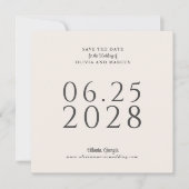 Eenvoudig Elegant Ecru Square Bewaar de datum en f Save The Date (Voorkant)