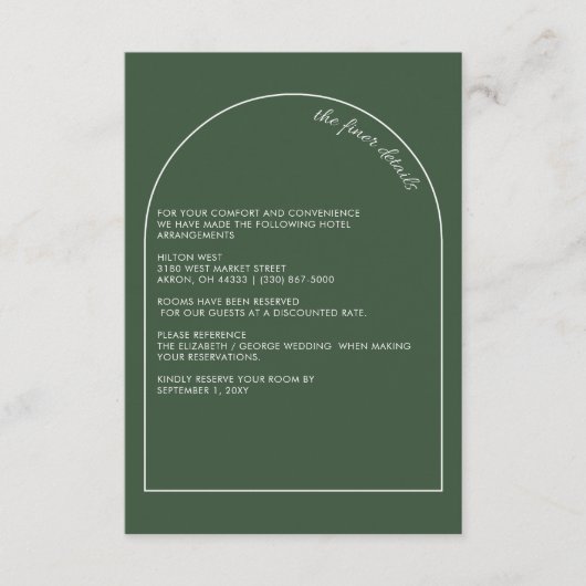 Eenvoudig elegant elegant groen huwelijk met moder informatiekaartje (Voorkant)