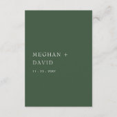 Eenvoudig elegant elegant groen huwelijk met moder informatiekaartje (Achterkant)