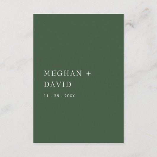 Eenvoudig elegant elegant groen huwelijk met moder informatiekaartje (Achterkant)