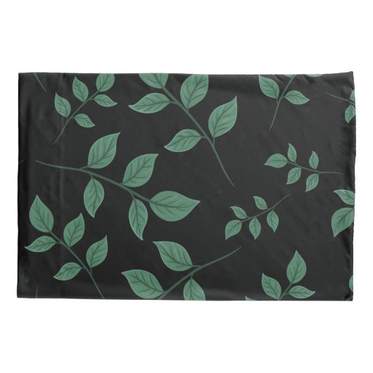 Eenvoudig elegant-elegant-groen loofpatroon | kussensloop (Achterkant-Links)