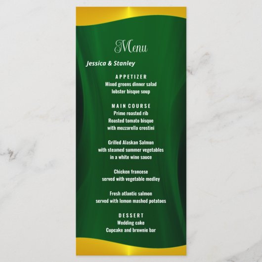 Eenvoudig Elegant emerald Green Weddenmenu Menu (Voorkant)