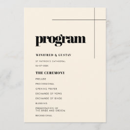 Eenvoudig elegant en chic bruiloft programmakaart