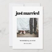 Eenvoudig elegant en chic Gewoon getrouwde trouwfo Aankondiging (Voorkant)