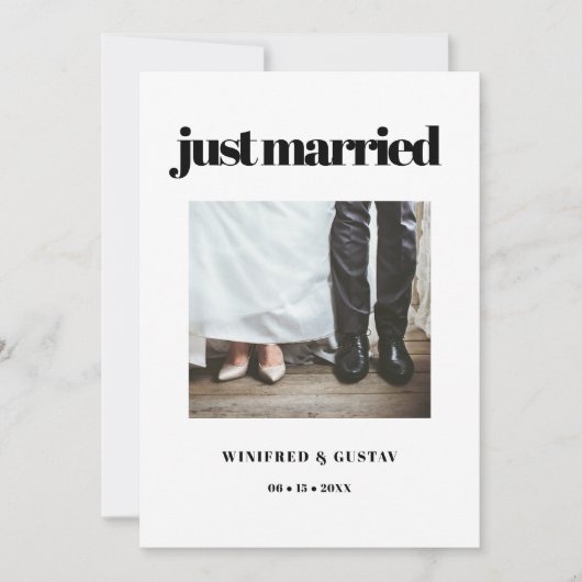 Eenvoudig elegant en chic Gewoon getrouwde trouwfo Aankondiging (Voorkant)