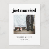 Eenvoudig elegant en chic Gewoon getrouwde trouwfo Briefkaart (Voorkant)