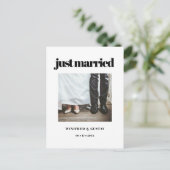 Eenvoudig elegant en chic Gewoon getrouwde trouwfo Briefkaart (Staand voorkant)