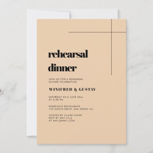 Eenvoudig elegant- en chic-trouwrepetitie-diner kaart (Voorkant)