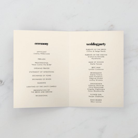 Eenvoudig elegant- en chic-trouwvouwprogramma programma (Binnen)