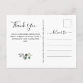 Eenvoudig Elegant Eucalyptus Afstuderen Hartelijk  Aankondigingskaart (Achterkant)