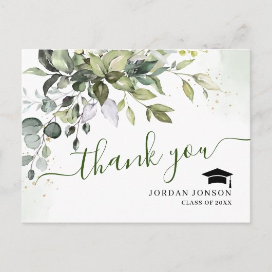 Eenvoudig Elegant Eucalyptus Afstuderen Hartelijk  Aankondigingskaart (Voorkant)