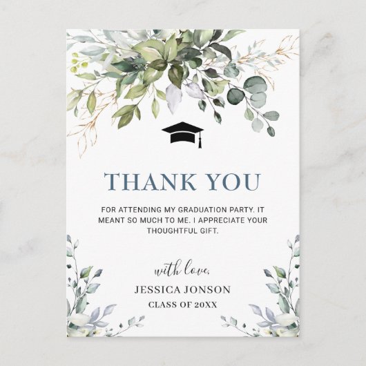 Eenvoudig Elegant Eucalyptus Afstuderen Hartelijk Briefkaart (Voorkant)