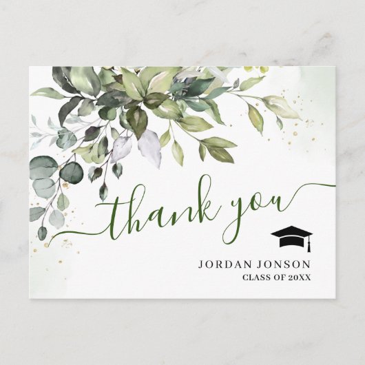 Eenvoudig Elegant Eucalyptus Afstuderen Hartelijk  Briefkaart (Voorkant)