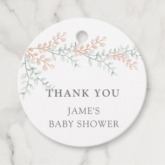 Eenvoudig Elegant Eucalyptus Baby shower Bedankjes Labels (Voorkant)